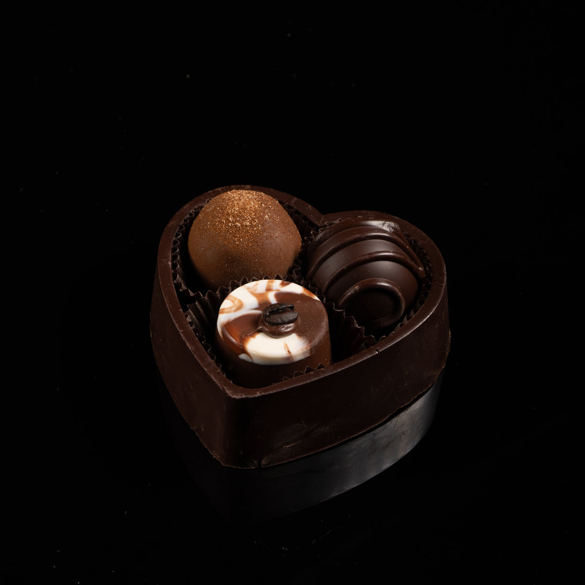 3pc. Solid Chocolate Heart Gift Box