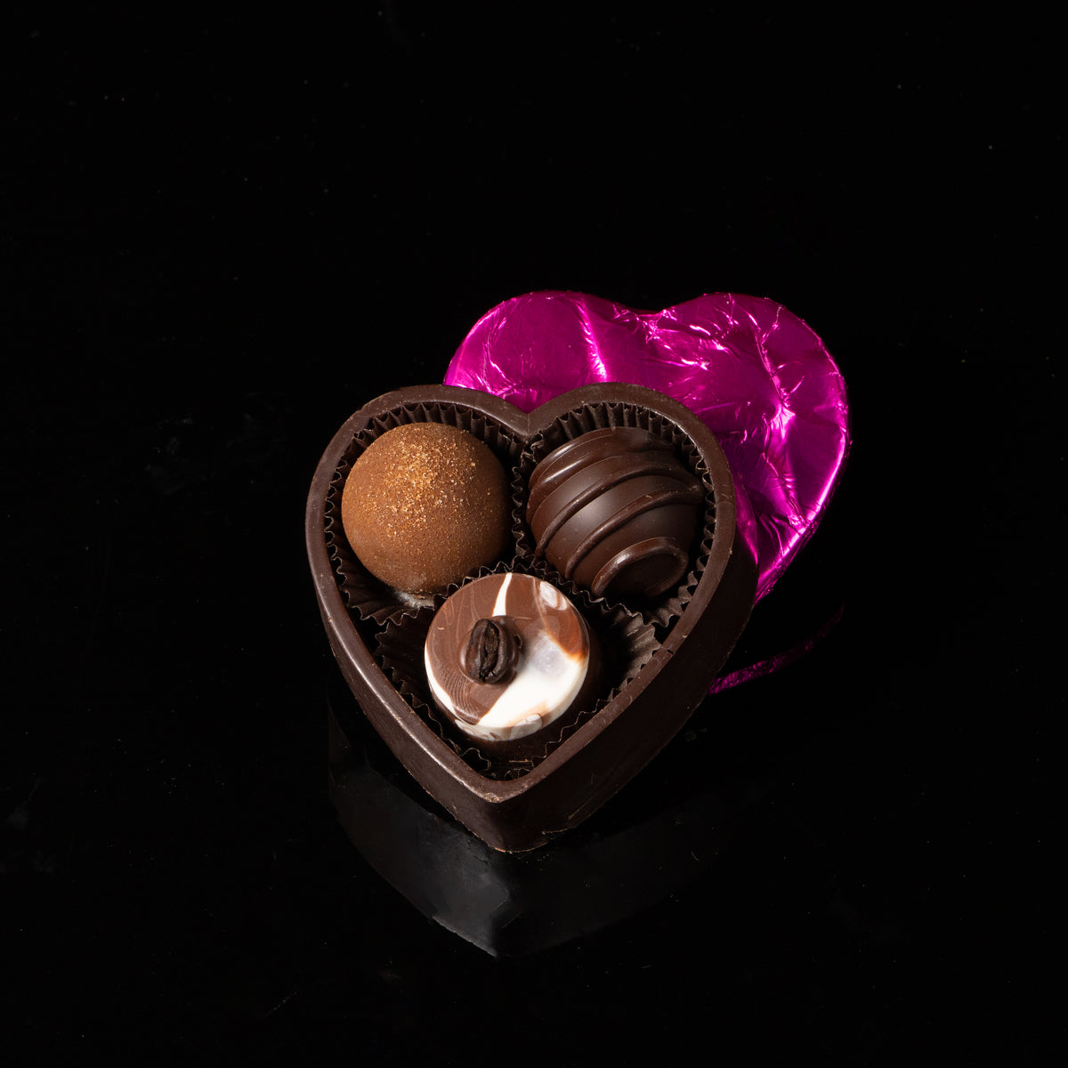3pc. Solid Chocolate Heart Gift Box