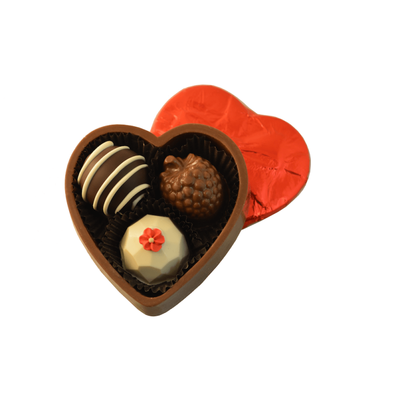 3pc. Solid Chocolate Heart Gift Box