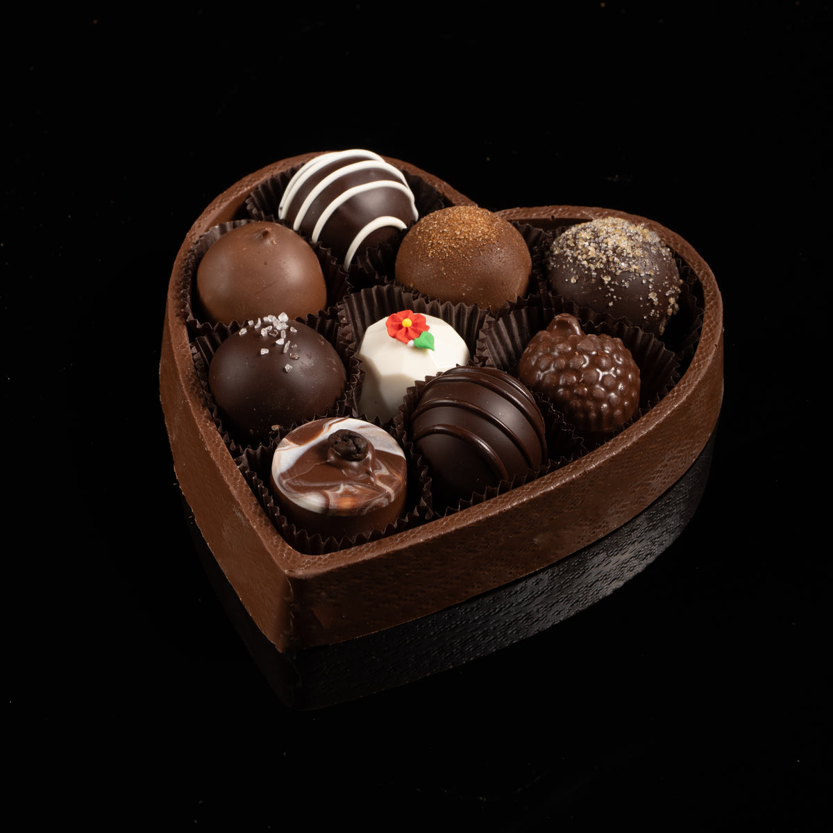 9pc. Solid Chocolate Heart Gift Box